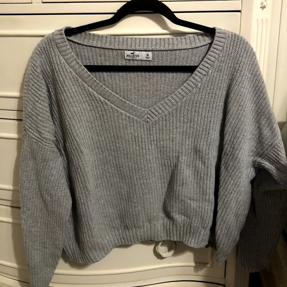 Hollister Medium Oversized Grey Ribbed Sweater